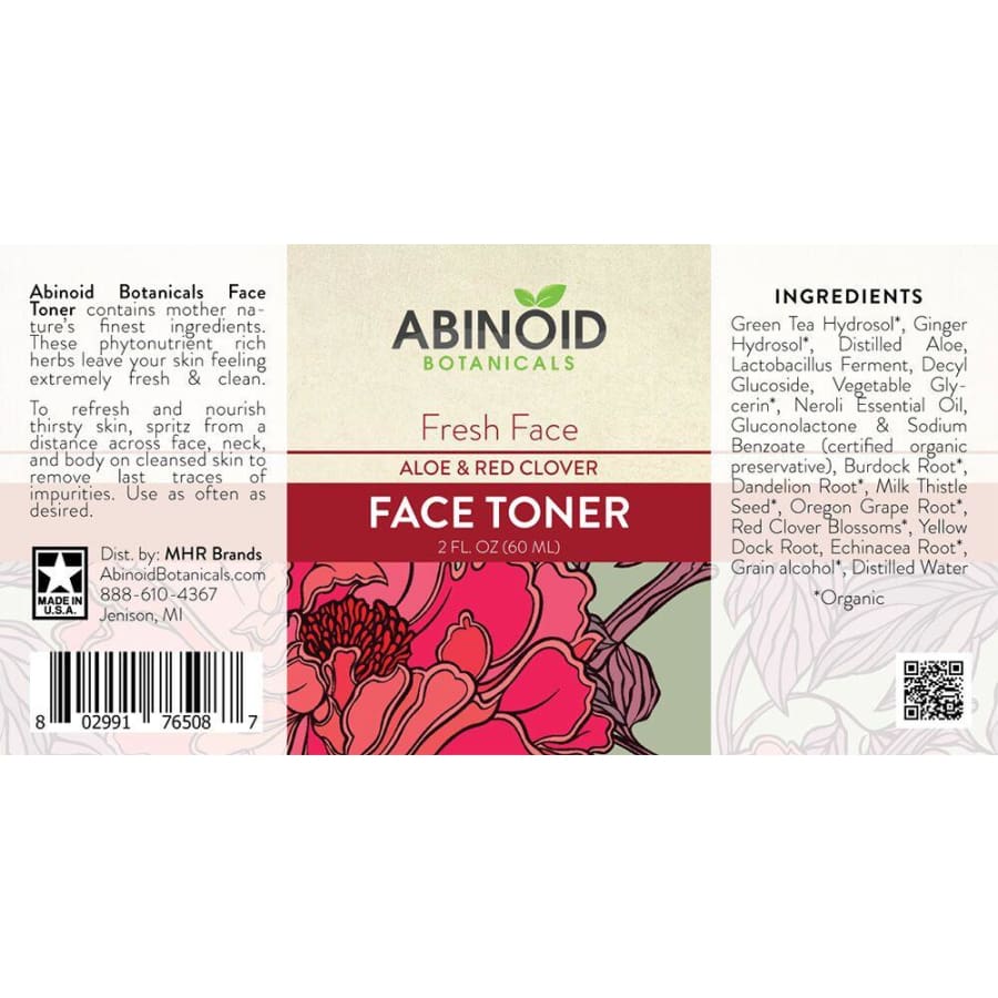 Abinoid | Fresh Face Toner w/ Aloe & Red Clover (2oz) - CBD Cosmetics