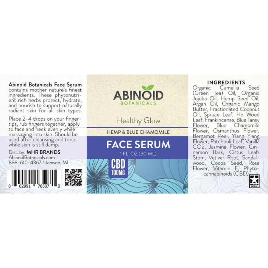 Abinoid | Healthy Glow Face Serum w/ Blue Chamomile & Hemp (1oz 100mg) - CBD Cosmetics