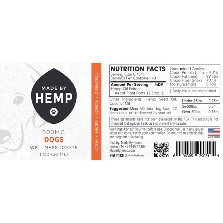 Made By Hemp | Dog Tincture (1oz 500mg) - CBD Pets