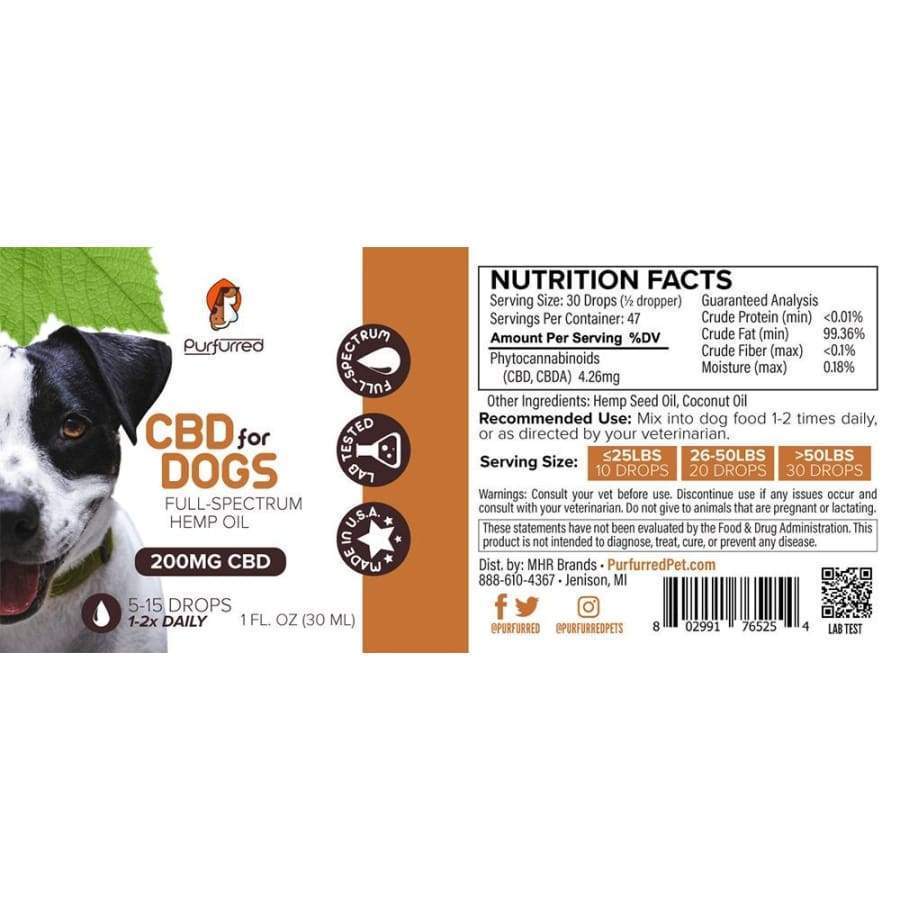 CBD for Dogs (1oz 200mg) Purfurred - CBD Pets