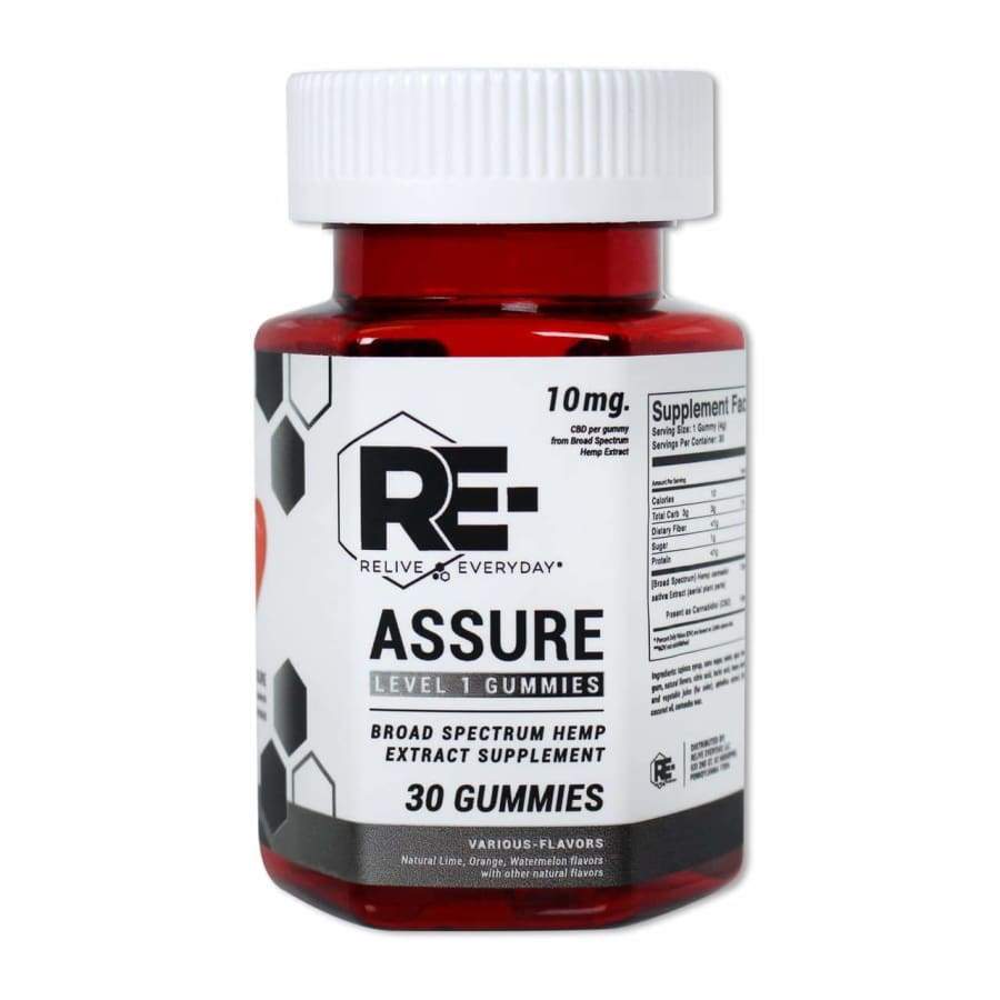 Relive Everyday | RE-Assure Various Flavors Hemp Extract Vegan CBD Gummies (30ct 300-900mg) - CBD Gummies