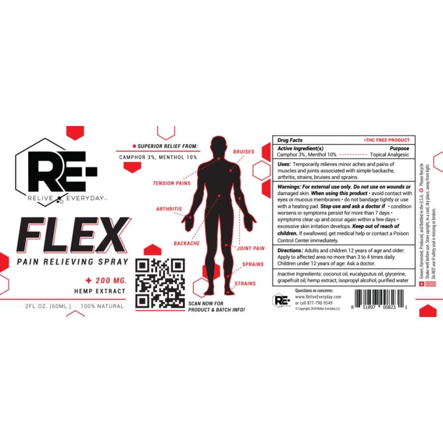 Relive Everyday | RE-FLEX Hemp Extract CBD Spray (1oz 100mg) - CBD Topicals